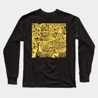 Gold Zebras Pattern Long Sleeve T-Shirt